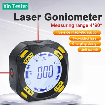 Xin Testeri Lāzera Digitālo Transportieris, Inclinometer 4*90 Grādu Leņķa Mērītājs USB Uzlādes Inclinometer Līmenī, Leņķa Meklētājs