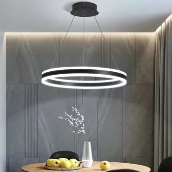 Ziemeļvalstu Gredzenu LED Lustras Aptumšojami Tabulas Ēdamistaba Dzīvojamā Istaba Guļamistaba Virtuves Salu Kulons Lampas Iekštelpu Apgaismojuma Armatūra